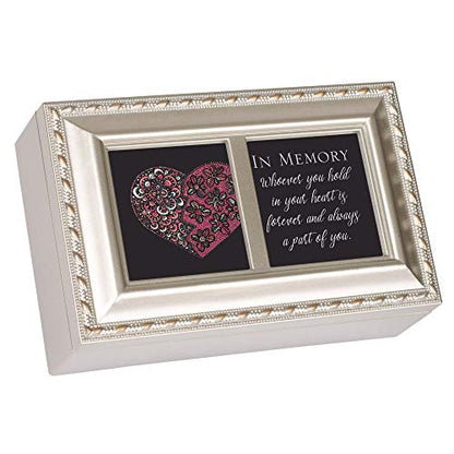 Cottage Garden in Memory in Heart Forever Champagne Silver Petite Music Box Plays You Light Up My Life