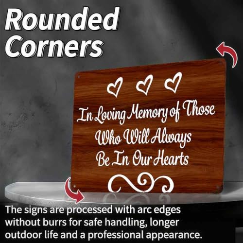 12X8in Aluminum In Loving Memory Wall Decor Sign | Rustic Wood Grain Printed Aluminum Memorial Sign For Home, Patio, Wedding, Funeral Remembrance Decor