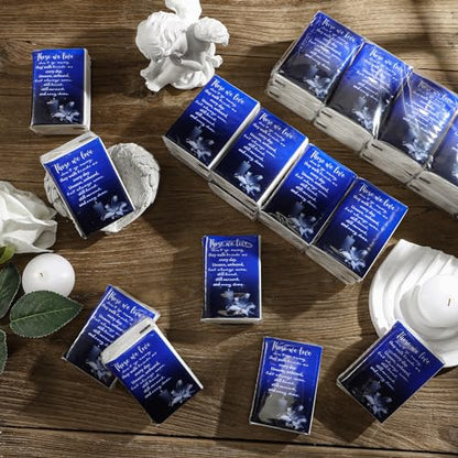 100 Packs Funeral Facial Tissues Memorial Keepsake Pocket Tissue Those We Love Don't Go Away Inspirational Poem Tissue 3 Ply Napkin Packs Funeral Favor for Guests Family Relative, 700 Sheets(Blue) - color: Blue