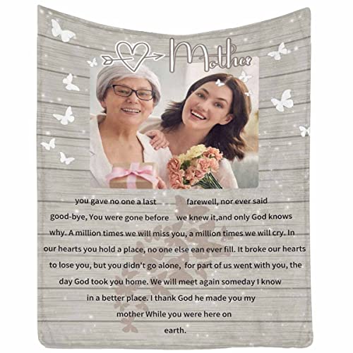 InterestPrint Custom Memorial Picture Blanket for Mom Mother, We Thought of You with Love Today with Memorial Bereavement Gift Sympathy Condolence in Loving Memory - color: Multi A9, size: 30 x 40 Inches