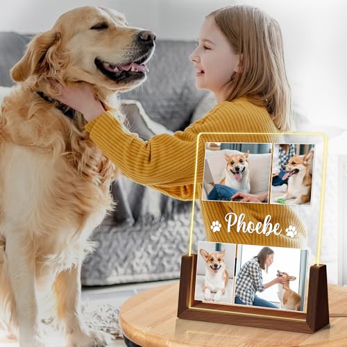 Personalized Dog Memorial Gifts, Custom Acrylic Light Up Picture Frame | Custom Pet Loss Gifts Cat Pet Memorial Gifts with Pictures for Pet Lover, Loss of Dog Sympathy Gifts - color: style-3