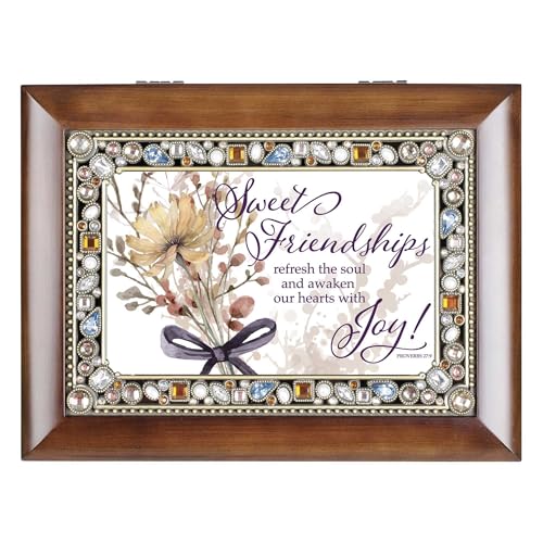 Cottage Garden Musical Trinket Photo Jewelry Box Plays Tune that is What Friends are for 6 x 8 Inch Acrylic and Glass Sweet Friendships
