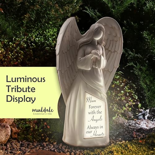 Solar Angel Statue Decoration for Cemetery - Loss of a Mother Sympathy Gifts - in Loving Memory Ornament Mom - Outdoor - Mothers Day Gifts - Light Up Garden Memorial - style: Mom Tribute