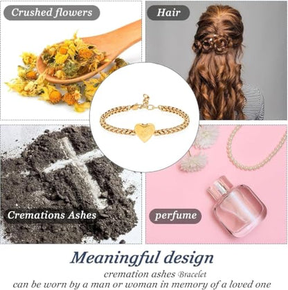 zeqingjw Pet Cremation Urn Bracelet for Ashes for Women Dog Cat Paw Urn Bangle Heart Cremation Jewelry Keepsake Memorial Urn Jewelry - color: Gold