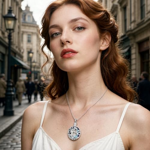 zeqingjw Pet Cremation Jewelry Tree of Life Urn Necklace for Ashes for Dog/Cat Funeral Ashes Keepsake Paw Print Urn Pendant Memorial Jewellery - color: Silver-Blue
