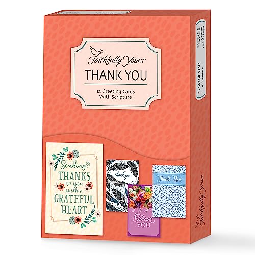 Faithfully Yours Designer Greetings Inspirational Thank You Boxed Card | Biblical Scripture Verse, Faith Based Sentiment, Boxed Card Set, Matching Envelopes