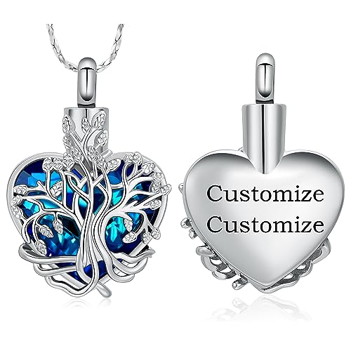 Imrsanl Tree of Life Heart Urn Necklace Cremation Jewelry for Women - color: Customize