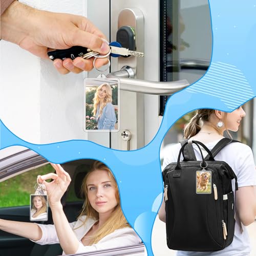 6 Pack Acrylic Clear Keychains for Pictures, Blank Insert 1.77 * 2.76in Picture Frame Keychain, Keychain Picture Holder for Men Women DIY Loved Ones Backpacks Keepsakes Gifts