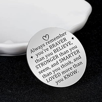 Advivio Pocket Hug Stainless Steel Memorial Token Double Sided Engraved Keychain Long Distance Relationship Keepsake Gift - color: Always Remember