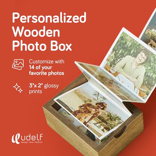 Personalized Wooden Photo Box Gift with Initials-Handmade Picture Box Gift, Wedding Keepsake Box and Anniversary Box, Custom Gifts, Romantic Gift Photo Memory Storage Box, Pull Out Photo-3"x2" - color: Initial