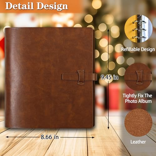 Genuine Leather 4x6 Photo Album, with Writing Space - color: Brown