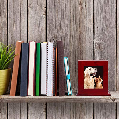 BRKURLEG Dog Urns for Ashes, Animal Wood Urn, Red - color: Wine Red