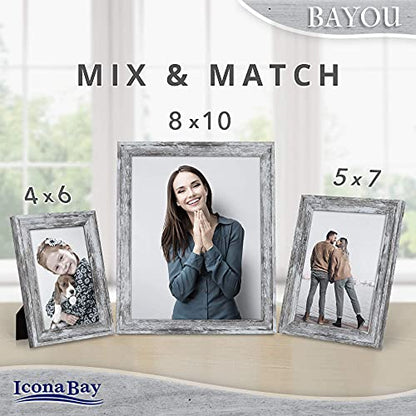 Icona Bay 6x4 Picture Frame (Azure Grey, 1 Pack) Cape Cod Style 6 x 4 Photo Frame, Table Top or Wall Mount, Bayou Collection - size: 4x6
