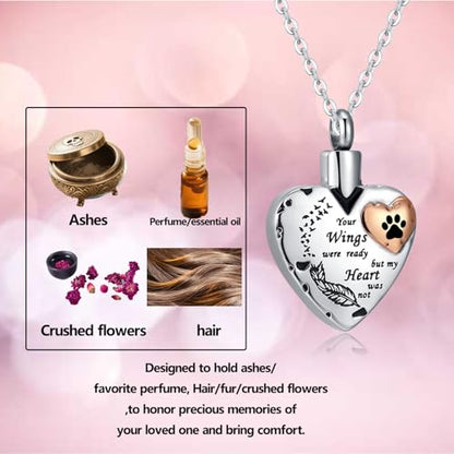 Waterproof Urn Necklace for Ashes-Heart Ash Holder Pendant -Never Fade-Never Fade, Rustproof Cremation Jewelry for Ashes for Women - style: Paw
