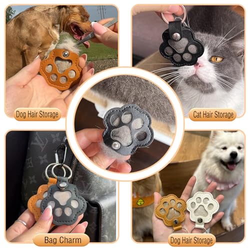 Cat Dog Hair Storage Keychain, Pet Hair Keychain, Fur Keepsake Keyring | Pet Memorial Gifts, Cat & Dog Lovers Gifts - color: Brown
