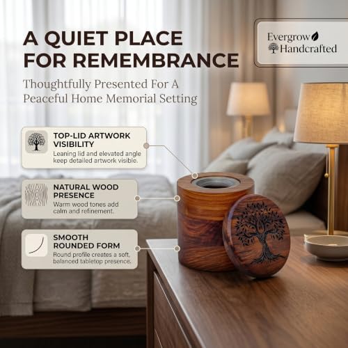 Rosewood Tree of Life Cremation Urn for Human Ashes | Rosewood - size: Small (15 Cu/In or lbs)