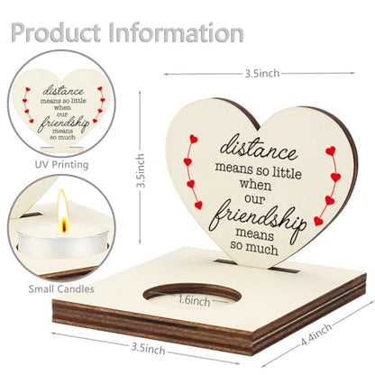 Heart Shaped Wooden Tealight Candle Holder, Long Distance Friendship Gift, Inspirational Quote Candle Holder for Best Friend, Birthday, Christmas, Farewell Candlestick Holders SLZ17 - color: I Was Strong