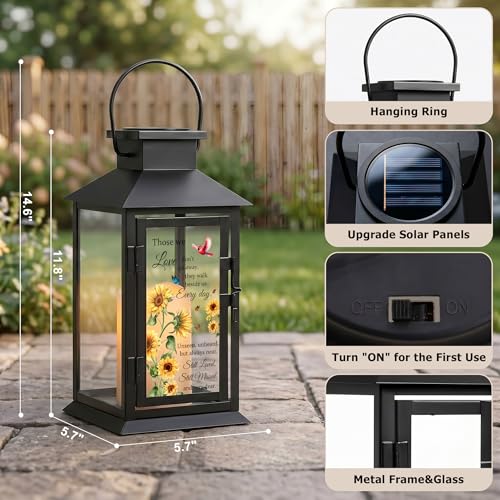 Solar Memorial Lantern Outdoor Waterproof, Sympathy Gifts for Loss of Loved One Mother Father, Remembrance Condolences Grief Gift for Loss, in Memory of Loved One Gifts - style: Those We Love Don't Go Away/Black