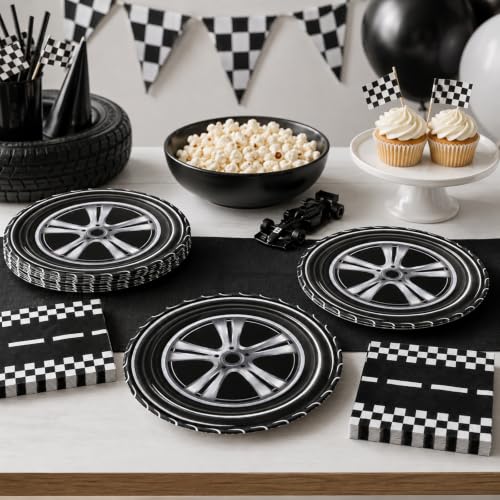 40 Pcs Race Car Plates and Napkins Set, Large 9 Inch Party Plates - color: Race Car