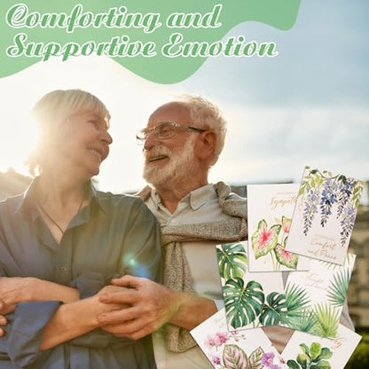 100 Sets Bulk Sympathy Cards with Envelope and Sticker, Greenery | Bulk Condolences Cards for Business, Assorted Bereavement Greeting Cards, Express Your Condolences - style: Greenery