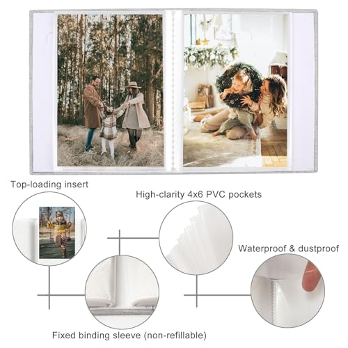 Photo Albums 4x6 Pictures, Polaroid Photos Album Book, Photo Book Small Linen Cover Photo Album, 50 Page Holds 100 Pictures, Photobook for Valentines Day, Anniversary, Vacations, Wedding Baby Grey - color: Grey