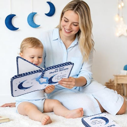 QOUBAI Baby's My First Family Album Soft Photo Cloth Book Holds 4x6 Family Pictures My First Book of Photos Baby Memory Album Gender Neutral Gift for Babies Newborn Toddler Baby Shower Moon - style: Love You to the Moon