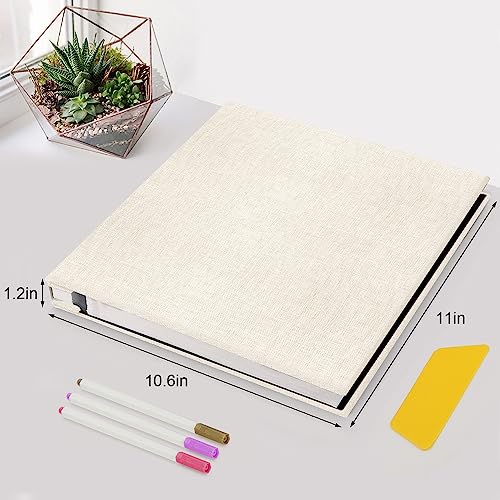 Zesthouse Photo Album Self Adhesive Pages, 60 Pages Magnetic Scrapbook Albums with Sticky Page, Photos Album Holds 8x10 & 5X7 & 4x6 & 6x8 & 3x5, Large Picture Book Ideal Gift for Family Wedding Baby - color: Beige, size: 11"x10.6"/White 60 Pages