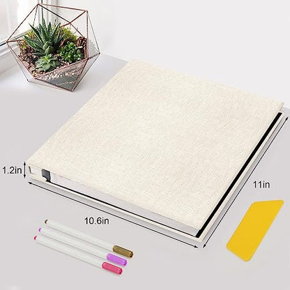 Zesthouse Photo Album Self Adhesive Pages, 60 Pages Magnetic Scrapbook Albums with Sticky Page, Photos Album Holds 8x10 & 5X7 & 4x6 & 6x8 & 3x5, Large Picture Book Ideal Gift for Family Wedding Baby - color: Beige, size: 11"x10.6"/White 60 Pages