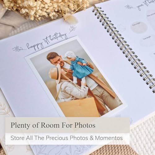 Baby Book Keepsake Boy or Girl Timeless Baby Memory Book First 5 Years for Baby Shower Gender Neutral Baby Scrapbook New Mom Gift Baby Journal from Birth to Age 5 Milestone Book Beige - color: Beige