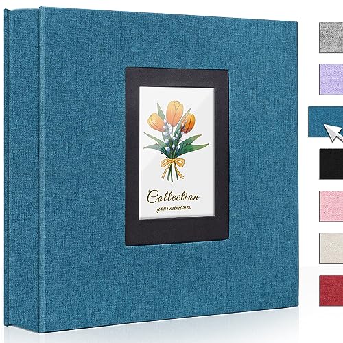 Photo Album 4x6 600 Photos Linen Large Capacity Fabric Cover Books Albums Wedding School Family Anniversary Baby Memory Engagement Travel Albums(Blue, 600 Pockets) - color: Blue, size: 600 Pockets