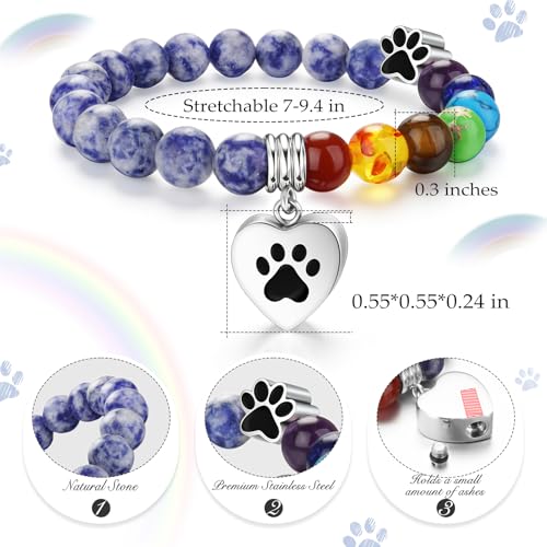 abooxiu Cremation Jewelry Urn Bracelet for Ashes Memorial Heart Ashes Keepsake Cremation Ash Bracelets Urn Jewelry for Ashes of Loved Ones for Women - With Me Always - style: Pawprint - Rainbow Bridge