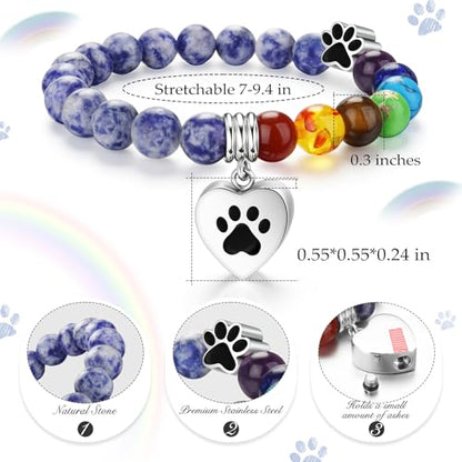 abooxiu Cremation Jewelry Urn Bracelet for Ashes Memorial Heart Ashes Keepsake Cremation Ash Bracelets Urn Jewelry for Ashes of Loved Ones for Women - With Me Always - style: Pawprint - Rainbow Bridge