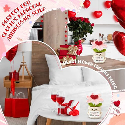 Gifts for Him Her Boyfriend Girlfriend - Crochet Flower with I Love You Message - Valentines , Engagement, Anniversary Wedding Birthday Gift for Wife, Husband, Couple, Fiancee-Father's Day Present - color: Love2