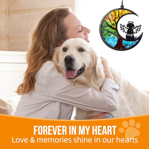 Dog Memorial Suncatcher,Pet Remembrance Gift with Sympathy Card for Loss of Dog,Tree of Life DIY Ornament (Angelic Halo) - color: Angel Halo