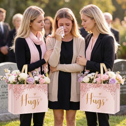 Sympathy Gift Bag for Loss of Loved One Sympathy Gifts Bag with Wrapping Paper and Greeting Card Rose Gold No Words Just Hugs Gift Wrapping Bag Thinking of You Encouragement Bereavement Party Supplies - color: Rose Gold