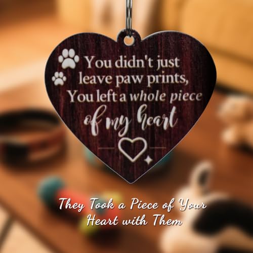 Pet Memorial Gift for Dogs and Cats – Rotating Wooden Picture Frame for 4x6 Photos – Loss of Dog Sympathy Gift, Pet Loss Remembrance Bereavement Keepsake - color: you left a whole piece of my heart