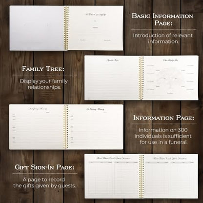 molekaus Funeral Guest Book for Memorial Service 108pages | Celebration of Life Guest Book Set for Funeral Sign in 8.5X10.7in,50 Cards, Table Signs, a Card Box, and a Silver Pen - color: Black