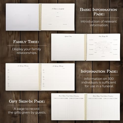 molekaus Funeral Guest Book for Memorial Service 108pages | Celebration of Life Guest Book Set for Funeral Sign in 8.5X10.7in,50 Cards, Table Signs, a Card Box, and a Silver Pen - color: Black