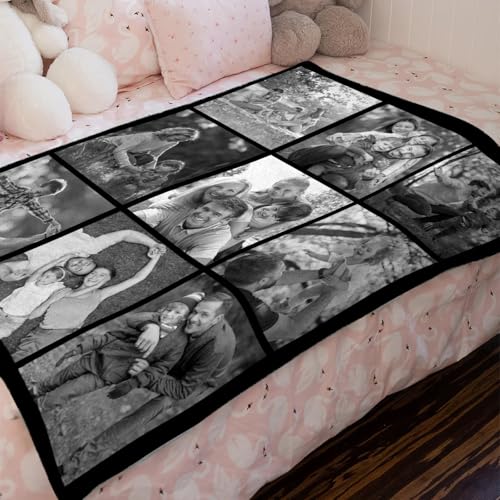 XINLING Custom Memorial Blanket with Pictures for Loss of Loved One Personalized Photo Blanket Customized Sympathy Gifts in Memory of Mom Dad Grandma Grandpa(9 Photos) - color: 9 Photos