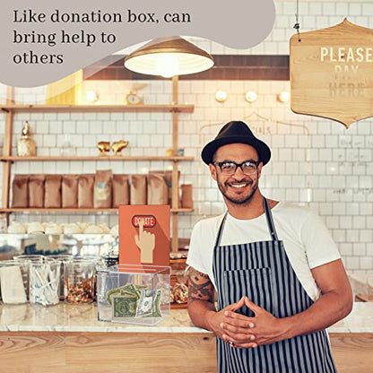 Bucherry 3 Pcs Acrylic Donation Box with Slot, 6 x 5 x 5 Inches Clear Ballot Suggestion Raffle Ticket Box with Sign for Fundraising, Raffle, Collecting, Donating, Voting - color: Clear