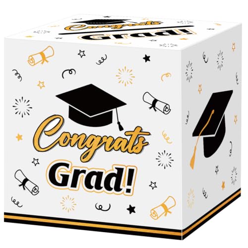 Hxezoc Graduation Card Box Graduation White Favors Post Box Cardboard Congrats Grad Card Boxes Holder for Graduation Table Centerpiece Decorations Party Supplies - style: Graduation White