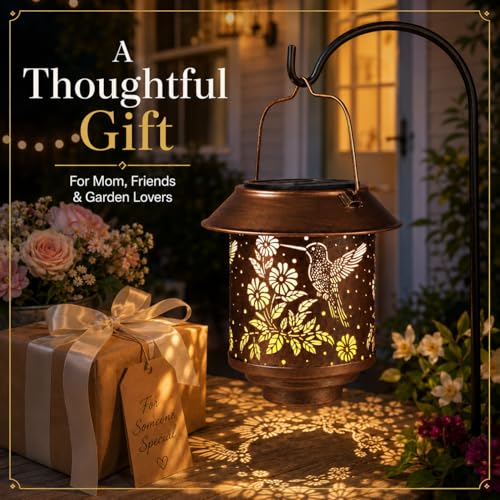 2 Pack Solar Hummingbirds Lantern Outdoor Hanging, Gifts for Women Mom - color: c-Hummingbird-2PC