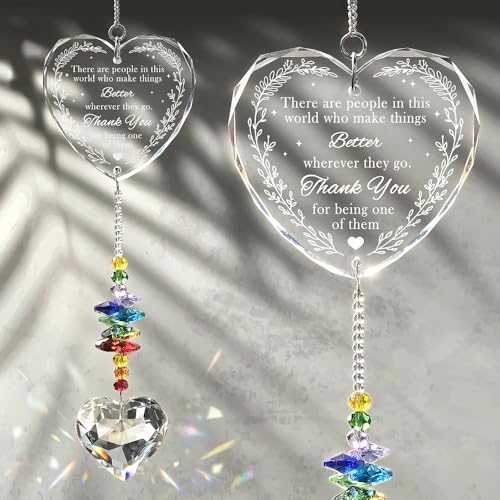 Crystal Suncatcher with Uplifting Thank You Quote - Heartfelt Appreciation Keepsake, Thank You Gifts for Women, Friends, BFF, Boss, Coworker, Volunteer, Mentors, Counselor, Nurse, Teacher, Caregiver - color: Thank You