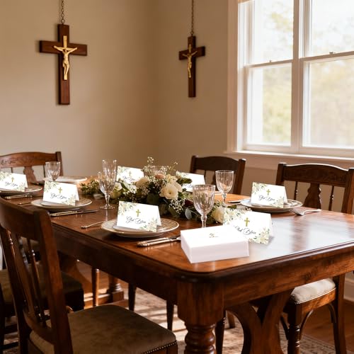 24 Pack Christian Thank You Cards, Watercolor Floral Cross Baptism Thank You Cards with Envelopes & Stickers, VBS Thank You Cards First Communion & Religious Occasions - style: 24 Pcs - Golden Christian