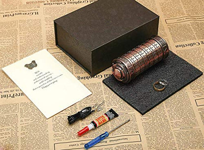 Cryptex Da Vinci Code Mini Cryptex Lock Puzzle Boxes with Special Compartments Anniversary Valentine's Day Romantic Birthday Gifts for Her Gifts for Girlfriend Box for Men - color: Copper