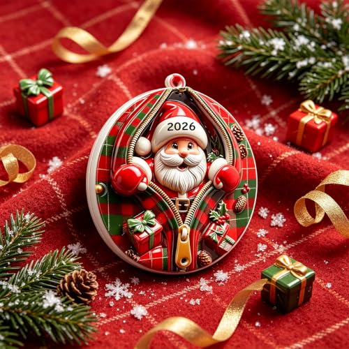 Santa Ornaments for Christmas Tree, 2026 Christmas Ornaments,3D Santa Claus - color: Santa