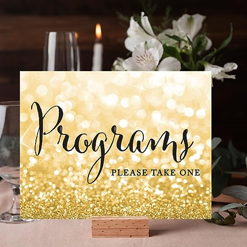 Andaz Press Wedding Party Signs, Glitzy Gold Glitter, 8.5x11-inch, Programs, Please Take One, 1-Pack - color: Activities Programs