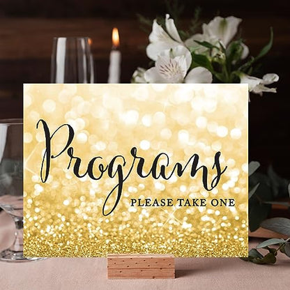 Andaz Press Wedding Party Signs, Glitzy Gold Glitter, 8.5x11-inch, Programs, Please Take One, 1-Pack - color: Activities Programs