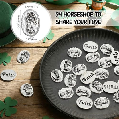 RoundFunny 24 Pcs Angel Faith Pocket Token Coin Spirit Guardian Angel Token Good Luck Pocket Coin Lucky Coins Christian Gifts for Family Friends Party Favor
