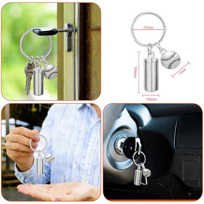 Gredstar Cremation Urn Keychain for Ashes, Cylinder Memorial Keepsake - color: Baseball